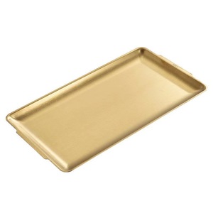 Plateaux de service de Buffet d'hôtel de forme personnalisée, assiettes en argent de qualité <span class=keywords><strong>alimentaire</strong></span>, assiettes à rôtir 201 et 304, plateau en acier inoxydable doré de 32cm - Product Image 6