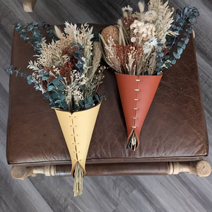 Vase mural en cuir pour la maison, grand porte-bouquet, support mural pour fleurs en cuir PU, décoration murale pour plantes, présentoir pour plantes <span class=keywords><strong>a</strong></span>ériennes - Product Image 5