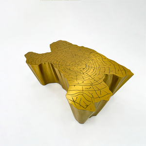 Table basse de luxe industrielle contemporaine en acier inoxydable doré, modèle BOCA-CT-01-EDEN GOLD, de la gamme haut de gamme Factory Outlet. - Product Image 1