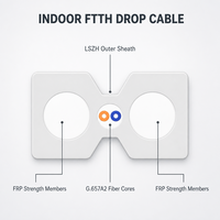 Kabel Fiber Optik Drop Indoor 2 Core Single Mode FTTH Langsung dari Pabrik OEM, Desain Flat Butterfly, Jaket Putih/Hitam GJXH