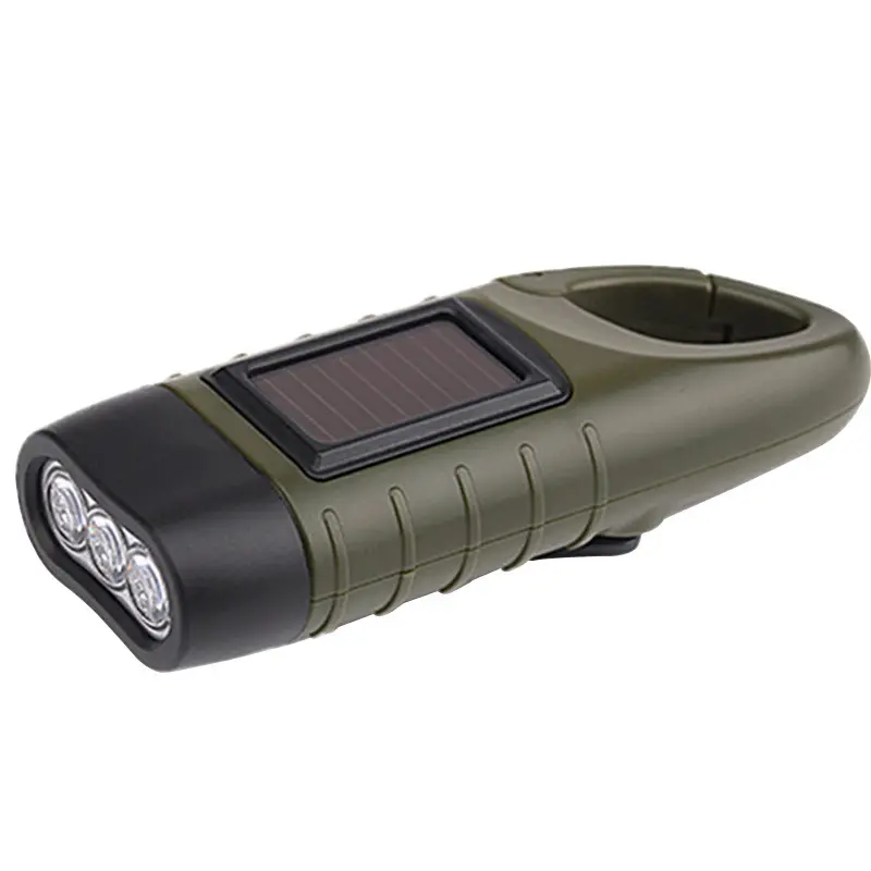 solar rechargeable mini dynamo 3 led torch