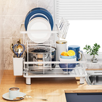 Égouttoir à vaisselle en métal le plus vendu, support de rangement multifonctionnel pour couteaux, fourchettes, cuillères et tasses, séchoir de comptoir