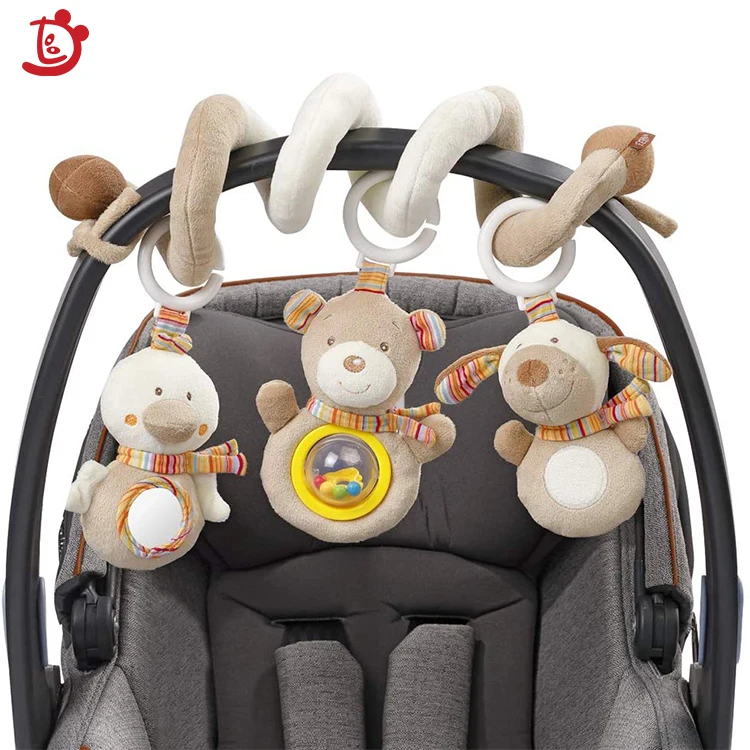 Oem Stuffed Fashion Cute Cartoon Baby Bed Hanging Toys Plush Bear Spiral Crib Toys