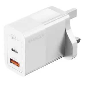 ESSAGER 33W USB A Type C Fast Charging Adapter GaN Dual Port Wall Charger UK EU US Plug