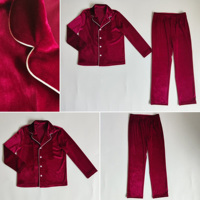 Ensemble de pyjamas de Noël pour la famille - Vêtements de détente en velours assortis pour adultes et enfants - Noël simplifié - Rouge - En stock