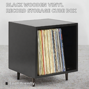 Cube et boîte <span class=keywords><strong>de</strong></span> <span class=keywords><strong>rangement</strong></span> pour disques vinyles pliables en <span class=keywords><strong>bois</strong></span> laqué classique, écologiques et personnalisables, avec une capacité <span class=keywords><strong>de</strong></span> 1 à 3 L - Product Image 2