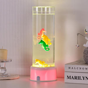 Groothandel hedendaagse design kleine RGB 8-inch cilindrische zeepaardjeslamp nachtlampje dimbaar type-C voeding voor slaapkamer nachtkastje - Product Image 4