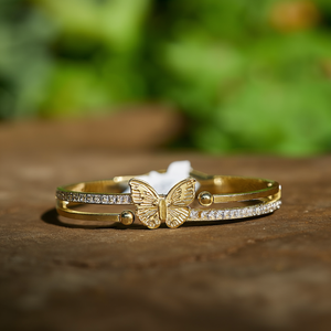 Crystal <b>Bracelet</b> Gold Plated Stainless Steel Butterfly Design Women's Jewelry - Product Image 3