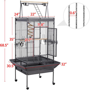 Jaula de Metal de Acero Negro de Diseño para Loros Grandes, Tipo Villa de Lujo, con Características Duraderas y Seguras para la Cría de Aves - Product Image 2