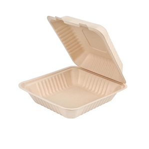 กล่องอาหารแบบฝาพับ 9x9 นิ้ว ทำจากชานอ้อย เป็นมิตรต่อสิ่งแวดล้อม ย่อยสลายได้ เหมาะสำหรับร้านอาหารและอาหารแบบซื้อกลับบ้าน - Product Image 2