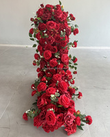 Prix d'usine Blanc Ivoire Fleur Boule Coureur Artificielle Delphinium Rose Fleur De Mariage Ensemble Centres De Table Décorations