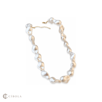 Collier de perles d'imitation baroques irrégulières plaqué or, bijoux artisanaux bio pour femmes, vente en gros