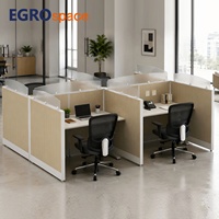 Solution de conception de bureau EGROspace : Poste de travail modulaire en verre pour personnel avec cloison intégrée