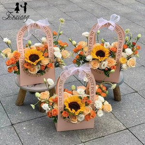 Zexiang Ins Style <strong>Just</strong> for You Handheld White Cardboard Floral Packaging <strong>Box</strong> for Valentine's Day DIY Gift Bag - Product Image 2