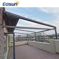 Pergola autoportante extensible et rétractable au design moderne, auvent en toile textilène, nouvelle conception pour jardin extérieur en aluminium avec télécommande