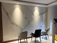 Panneau mural rigide en PVC marbré sans halogène, panneau dimensionnellement stable pour mur en pierre de luxe pour sous-sol et club