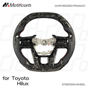 Volant en fibre de carbone forgé sur mesure pour Toyota Hilux GR Revo GR Sport 2015-2023, style dessus et dessous plats - Product Image 2