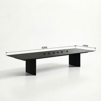 Table de conférence rectangulaire noire moderne, grande table de réunion de bureau pour 8 à 10 personnes