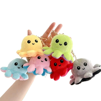Adorable Peluche Pieuvre Super Douce à Visage Changeant, Porte-clés Pendentif, Breloque pour Sac d'école, Accessoire pour Filles