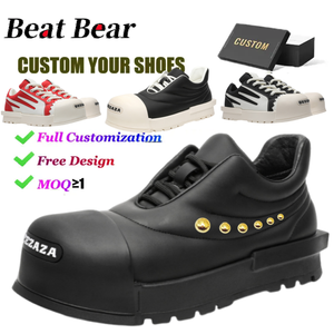2025 Men's Big Toe Shoes with Lace-Up Closure Cute Bread Canvas Design Thick <strong>Sole</strong> Black <strong>Fat</strong> Shell Shoes - Product Image 1