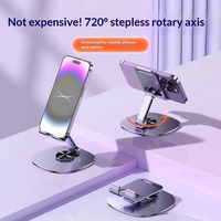 Support de téléphone portable de bureau en métal, portable, en aluminium, entièrement pliable, angle réglable, rotation à 360°, support de téléphone portable