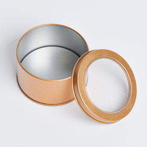 Contenedor de almacenamiento de latas redondas con impresión de logotipo personalizado, latas con tapa de ventana transparente de bajo <span class=keywords><strong>precio</strong></span> para pasteles, dulces y dulces - Product Image 4