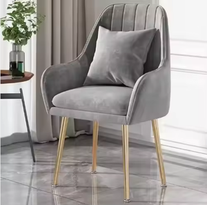 Silla de Comedor Moderna para Restaurante, Muebles de Comedor Nórdicos de Metal, Silla de Comedor de Terciopelo con Patas de Metal - Product Image 3