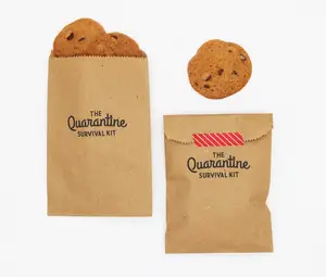 定制印刷环保可回收午餐早餐玻璃信封饼干汉堡面包店包装牛皮纸面包袋