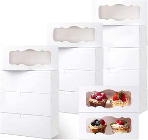 Boîtes à biscuits blanches avec fenêtre, boîtes à gâteaux pour gâteaux roulés, desserts, muffins, beignets, bonbons et pâtisseries - Product Image 1