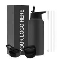 Bouteille d'eau isotherme en acier inoxydable 12oz-64oz, plusieurs couvercles, thermos sportif avec revêtement en poudre, logo personnalisé OEM ODM