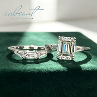 Bague de mariage en argent 925 avec diamant moissanite taille émeraude brillant de 3 carats, couleur D, testée et approuvée, pour femme, bijoux fins