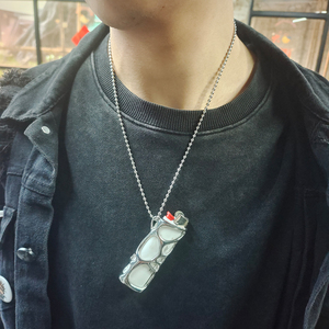 Collar con Colgante de Carcasa de Encendedor Fluida VAF WOW, Acero Inoxidable Pulido, Cadena de Bolas Redonda de 60 cm, Apto para Encendedores <span class=keywords><strong>BIC</strong></span> J3 - Product Image 5