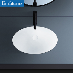 Fregadero de piedra de superficie sólida pulida ovalada moderna de Venta caliente nuevo lavabo debajo del mostrador para uso en el baño del hogar y el hotel - Product Image 3