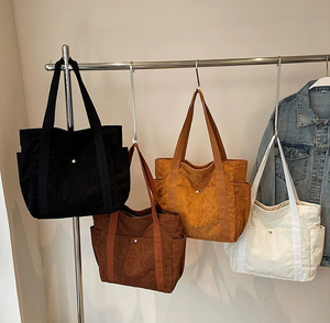 Sac à main en velours côtelé personnalisé en gros, sac à bandoulière, sac de luxe pour femmes, sacs de grande capacité avec poches - Product Image 3