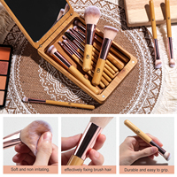 Ensemble de pinceaux cosmétiques vegan BS-MALL avec miroir, manche en bambou écologique, poils synthétiques, logo personnalisé, étui avec miroir