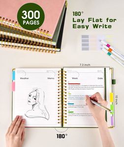 Green Large B5 Leather Hardcover Spiral Notebook 300 Page College Ruled <b>Journal</b> Removable Dividers Tabs 5 Subjects for College - Product Image 6