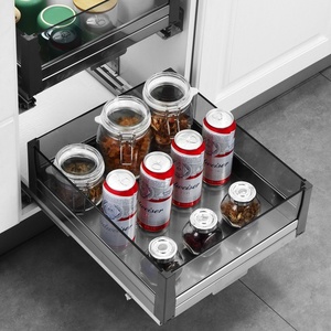 Modern <b>Kitchen</b> Cabinet Spice Rack-Stainless Steel Glass Small-Sized Spice <b>Basket</b> Drawer-Style Dining Room Storage - Product Image 1