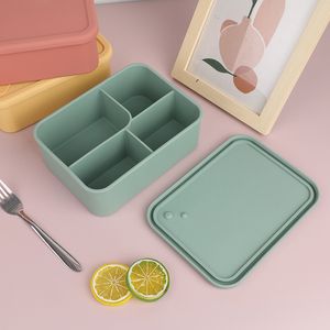 Custom Food-Grade <b>Silicone</b> Portable 4 Compartment Lunch Box for Kids Bento Food Storage Container - Product Image 4