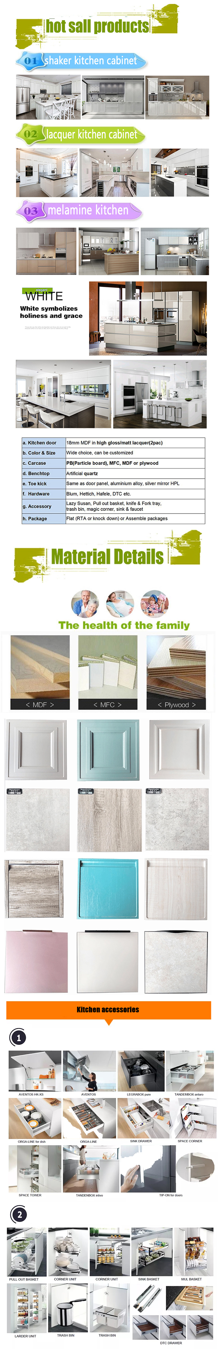 Foshan Factory Custom Design Shaker 2 Pac MDF Kitchen Unit export to Australia