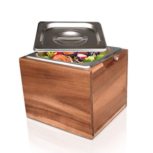Comptoir de cuisine boîte compostable insert en acier inoxydable antirouille stockage de fast food petit bac à compost en <span class=keywords><strong>bois</strong></span> d'acacia de qualité supérieure - Product Image 1