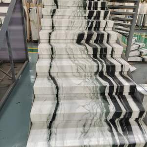 Marbre blanc Panda personnalisé <span class=keywords><strong>pas</strong></span> <span class=keywords><strong>cher</strong></span>, <span class=keywords><strong>dalle</strong></span> de marbre blanc pour escalier, <span class=keywords><strong>dalle</strong></span> de marbre blanc pour mur, douche, sol - Product Image 2