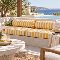 Coussin de fauteuil d'extérieur amovible, imperméable, à rayures dorées et blanches, pour îles tropicales, ports et plages