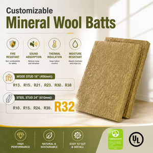 Material <span class=keywords><strong>de</strong></span> Aislamiento Acústico <span class=keywords><strong>de</strong></span> <span class=keywords><strong>Lana</strong></span> Mineral Estándar Norteamericano UL ASTM E84 Clase A R32 <span class=keywords><strong>de</strong></span> 8 Pulgadas para Aislamiento Comercial - Product Image 1