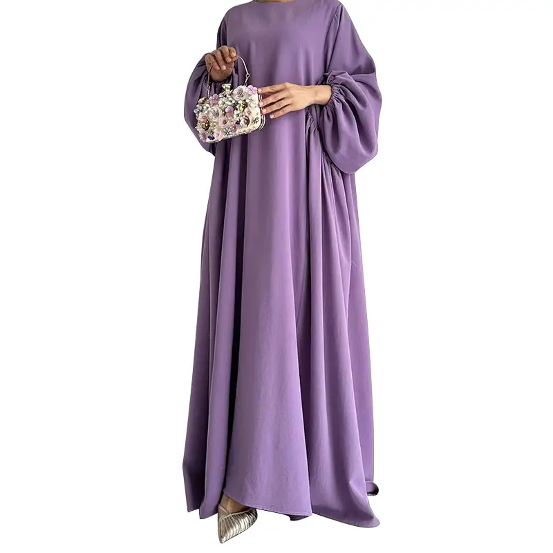 2024 New Arrival Pringbud Dubai Ramadan kebaya Custom Dubai Solid Color Modest Islamic Clothing Abaya Muslim Dresses For Women