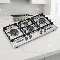 Table de cuisson à gaz encastrable 4 brûleurs en acier inoxydable avec allumage par impulsions, contrôle par minuterie, classe énergétique A+, pour usage domestique et hôtelier, flamme