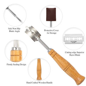 Boulangers de cuisine faisant la pâte emporte-pièce Scoring Pain <span class=keywords><strong>Lame</strong></span> Couteau Slashing Outil avec 5 Lames de Rasoir et 1 Housse en Cuir - Product Image 4