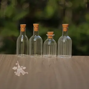 Maqueta de cocina en miniatura para comida, arreglo de flores secas, casa de muñecas, Mini botella de vidrio Vintage, Vial de corcho, 1:12