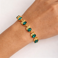 Modisches Flügelförmiges Ovales Kristall-Legierungs-Armband, Gold- & Silber-Plattiertes Mehrfarbiges Strass-Armband für Damen