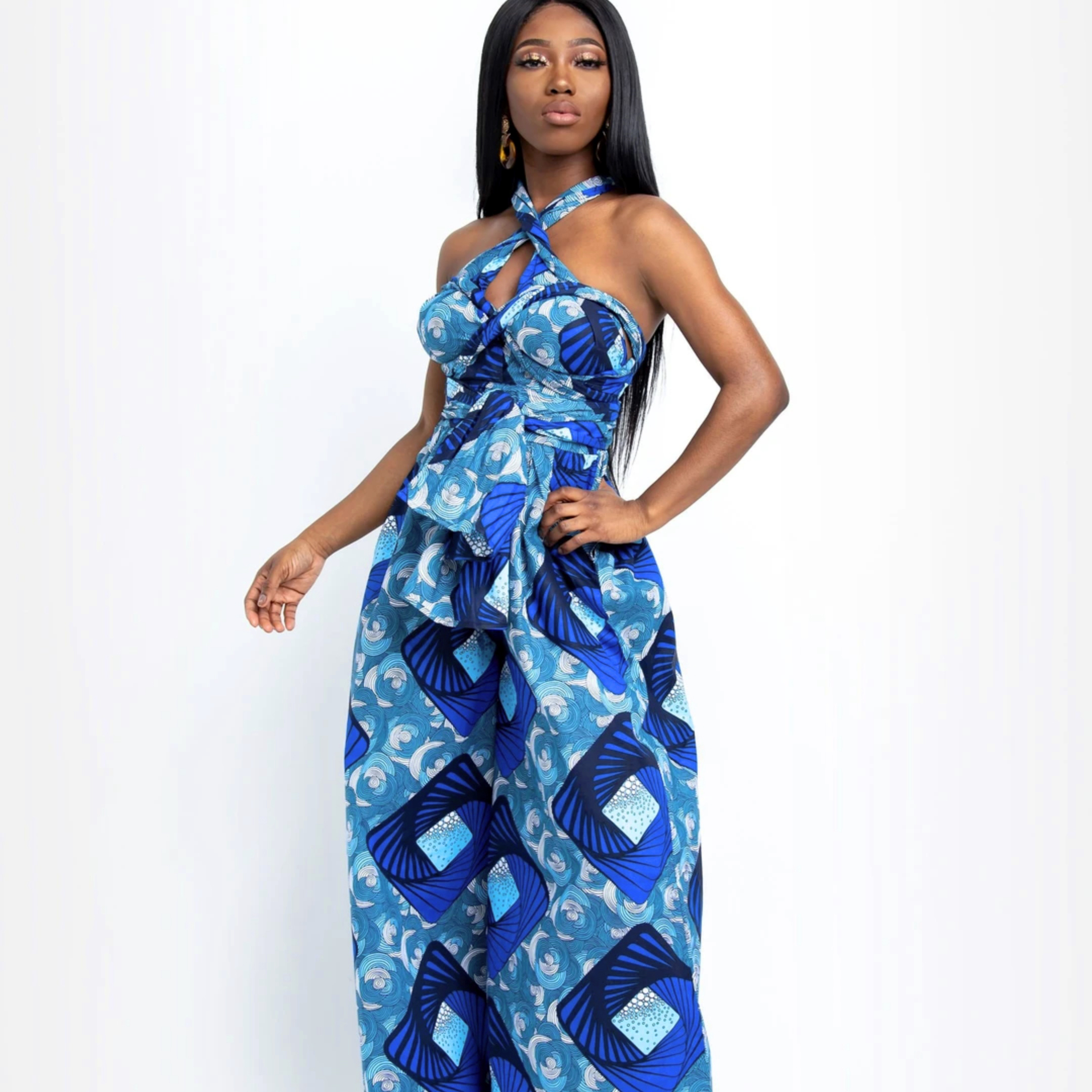Africa clothing new hot style digital print African style women's fashion set slit skirt women dress