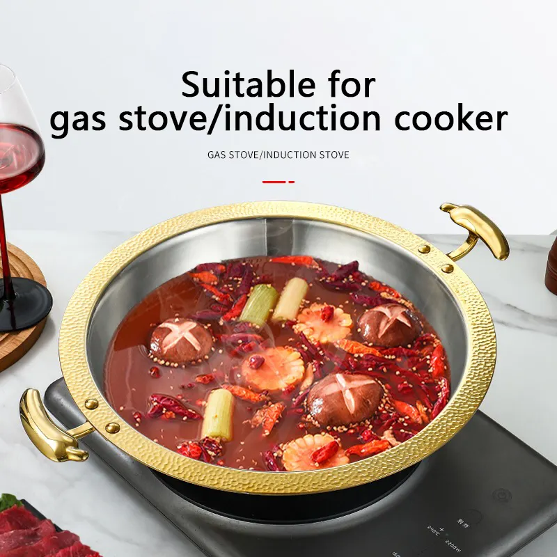 Hot Pot Induction Cooker Chinese Pot Stainless Steel Hotpot With Lid Cooking Pots For Kitchen Cookware